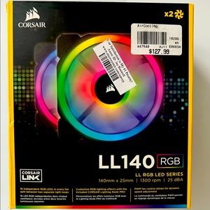 CORSAIR LL Series 140mm case cooling fan kit with RGB lighting